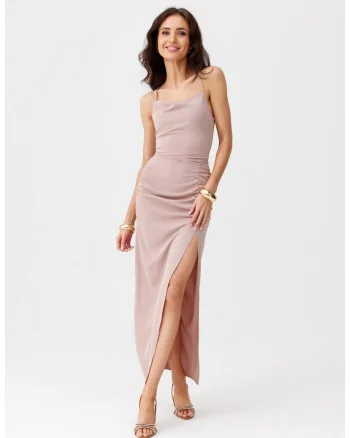 Rochie cu slit lateral Aria, Bej