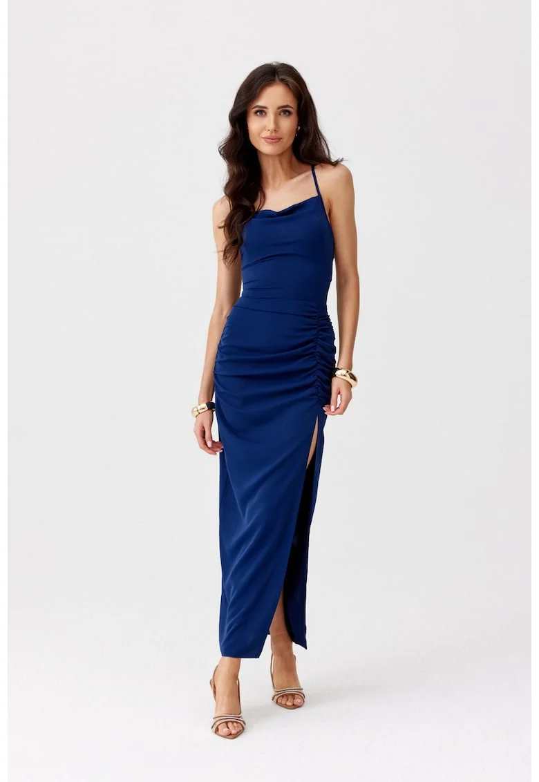 Rochie cu slit lateral Aria, Bleumarin