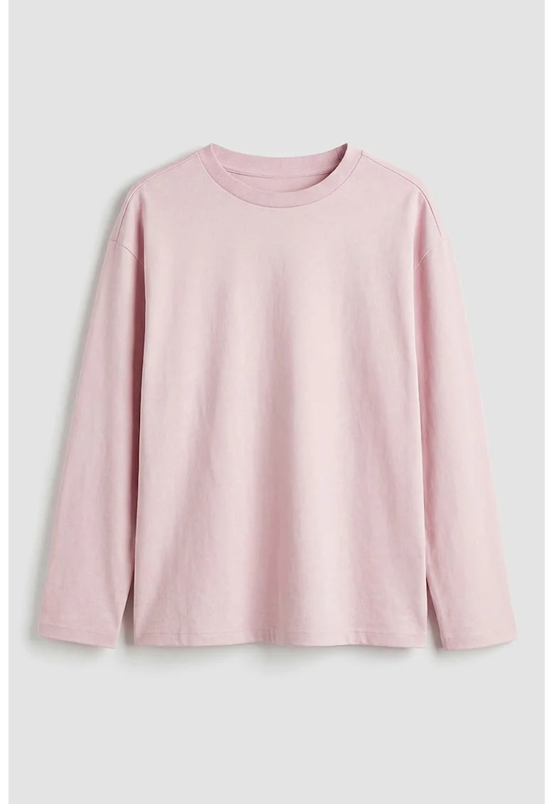 Bluza uni din bumbac, Roz deschis