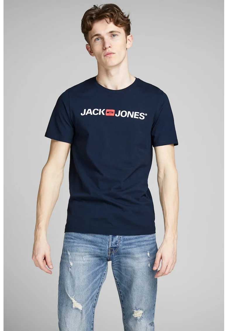 Tricou slim fit cu imprimeu logo Classic, Bleumarin