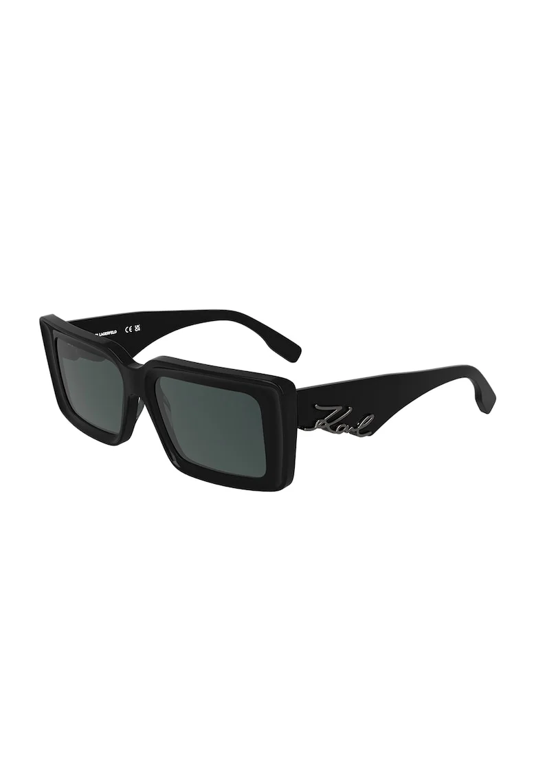 Ochelari de soare dreptunghiulari cu logo, Negru