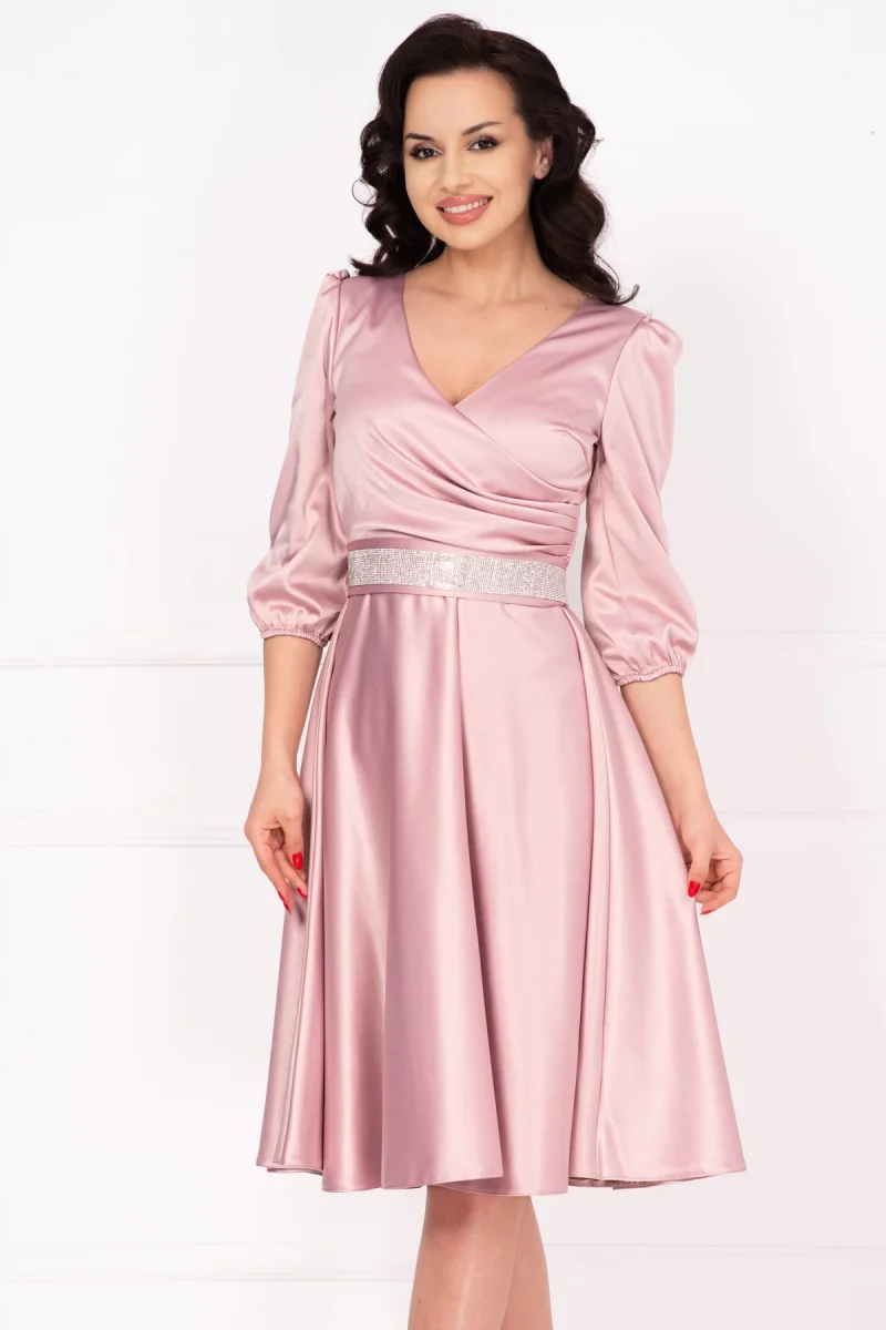 Rochie de ocazie roz Constance midi in clos