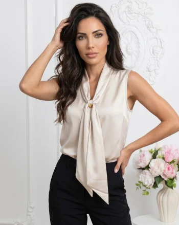 Camasa eleganta din satin cu dec...