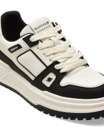 Pantofi sport GRYXX alb-negru, 30880, din piele naturala