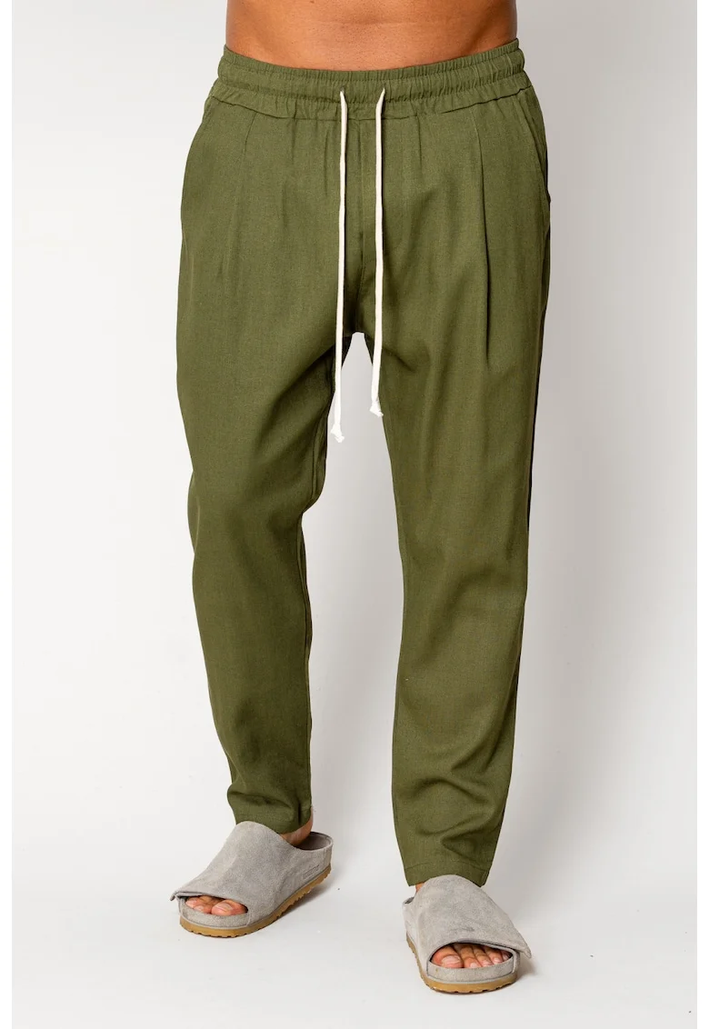 Pantaloni lung din IN regular cu snur Kaki 17561, Kaki