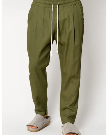 Pantaloni lung din IN regular cu snur Kaki 17561, Kaki