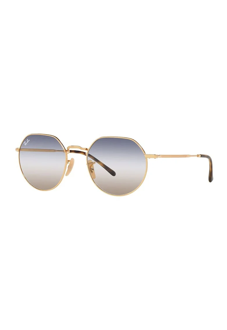Ochelari de soare rotunzi unisex cu rama metalica, Auriu/Maro