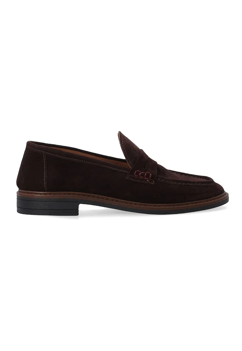 Pantofi loafer din piele intoarsa cu varf rotunjit