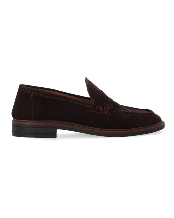 Pantofi loafer din piele intoarsa cu varf rotunjit