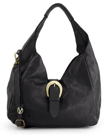 Geanta dama  shopper, piele naturala, neagra, 27x44x15cm, 3 buzunare interioare, curea detasabila 103cm