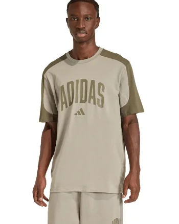 Tricou lejer din bumbac cu imprimeu logo Collegiate, Bej/Kaki