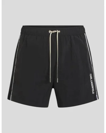 Pantaloni scurti de baie cu buzunar pe partea din spate, Negru