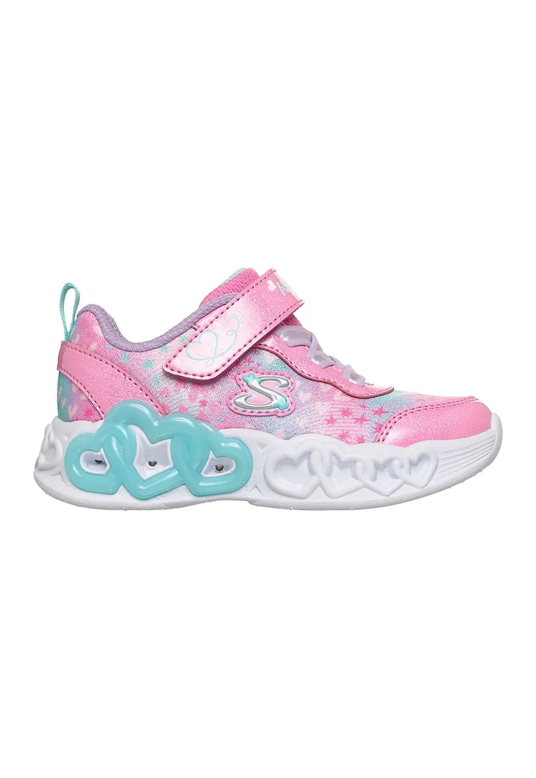 Pantofi sport cu LED-uri Infinite Heart, Albastru aquamarin/Roz aprins
