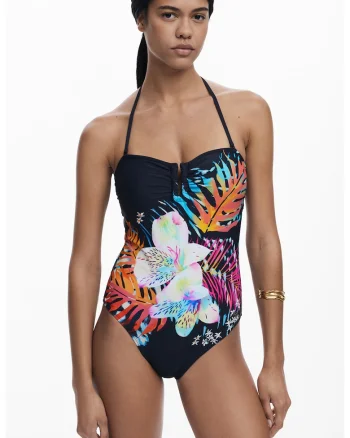 Costum de baie intreg cu imprimeu floral, Multicolor