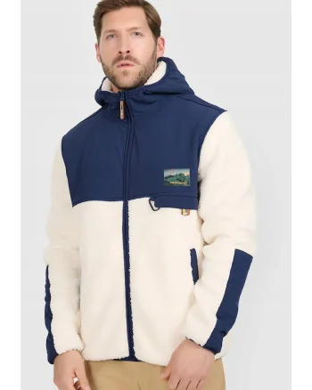Hanorac barbati  polar sherpa cu gluga, alb, tehnologie 4FWarm, croiala regulara