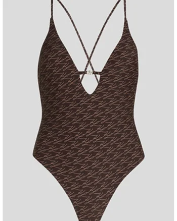 Costum de baie intreg cu model, Maro inchis