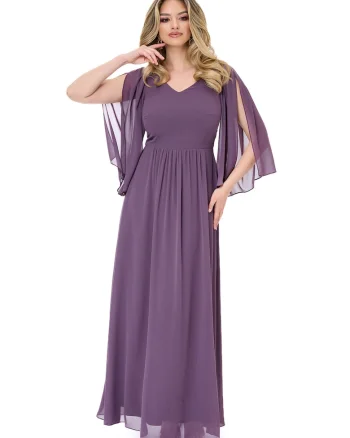 Rochie din sifon cu maneci evazate Monasque, Violet prafuit