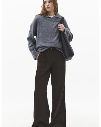 Pantaloni din amestec de lyocell cu croiala ampla, Maro inchis