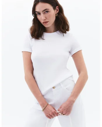 Tricou slim fit de bumbac, Alb