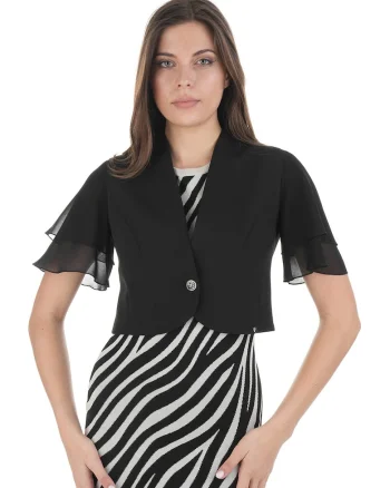 Bolero crop cu maneci stratificate