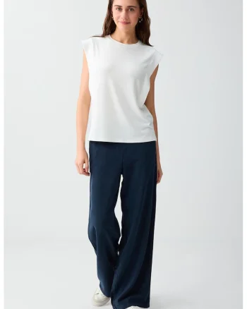 Pantaloni de trening lejeri din tencel, Albastru petrol/Bleumarin