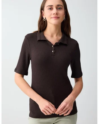 Tricou polo cu striatii, Maro inchis