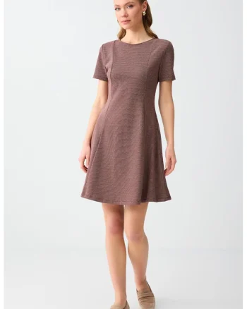 Rochie slim fit evazata, Rosu stins