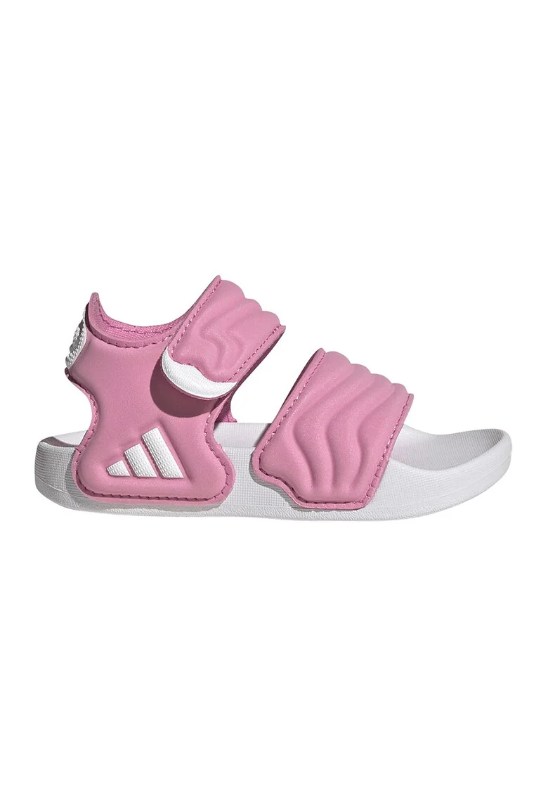 Sandale cu logo si velcro Adilette, Alb/Roz