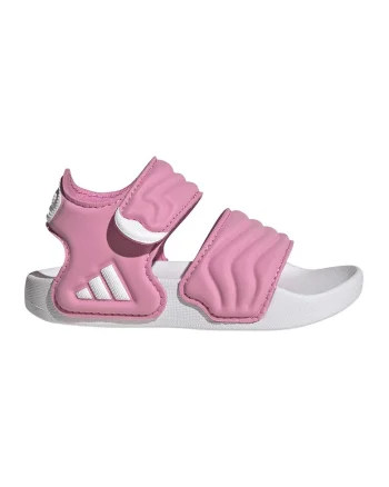 Sandale cu logo si velcro Adilette, Alb/Roz