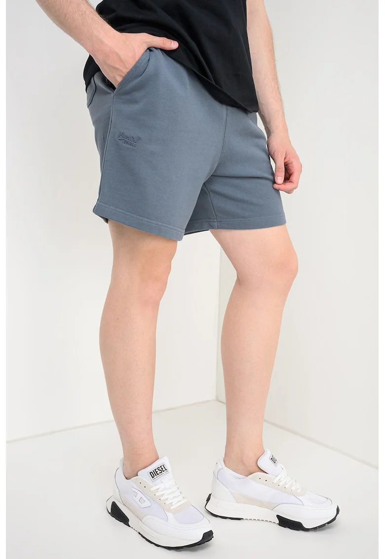 Pantaloni scurti cu snur si logo Essential, Albastru petrol