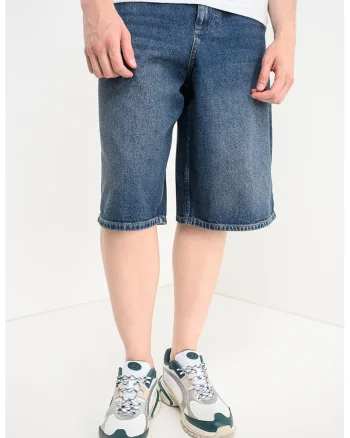 Bermude supradimensionate din denim, Bleumarin