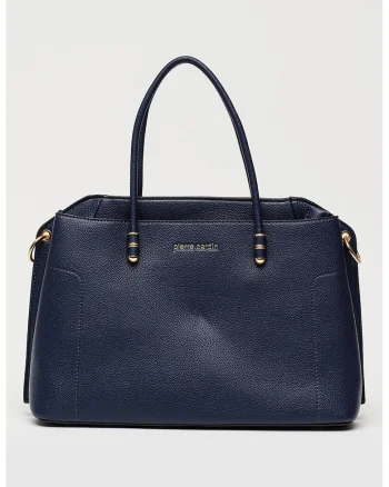 Geanta shopper de piele ecologica cu 2 compartimente, Bleumarin