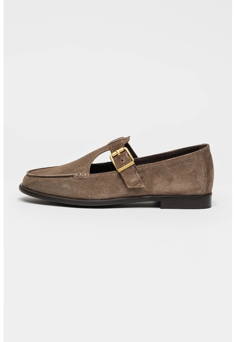 Pantofi loafer din piele intoarsa cu catarama Fiona, Maro taupe
