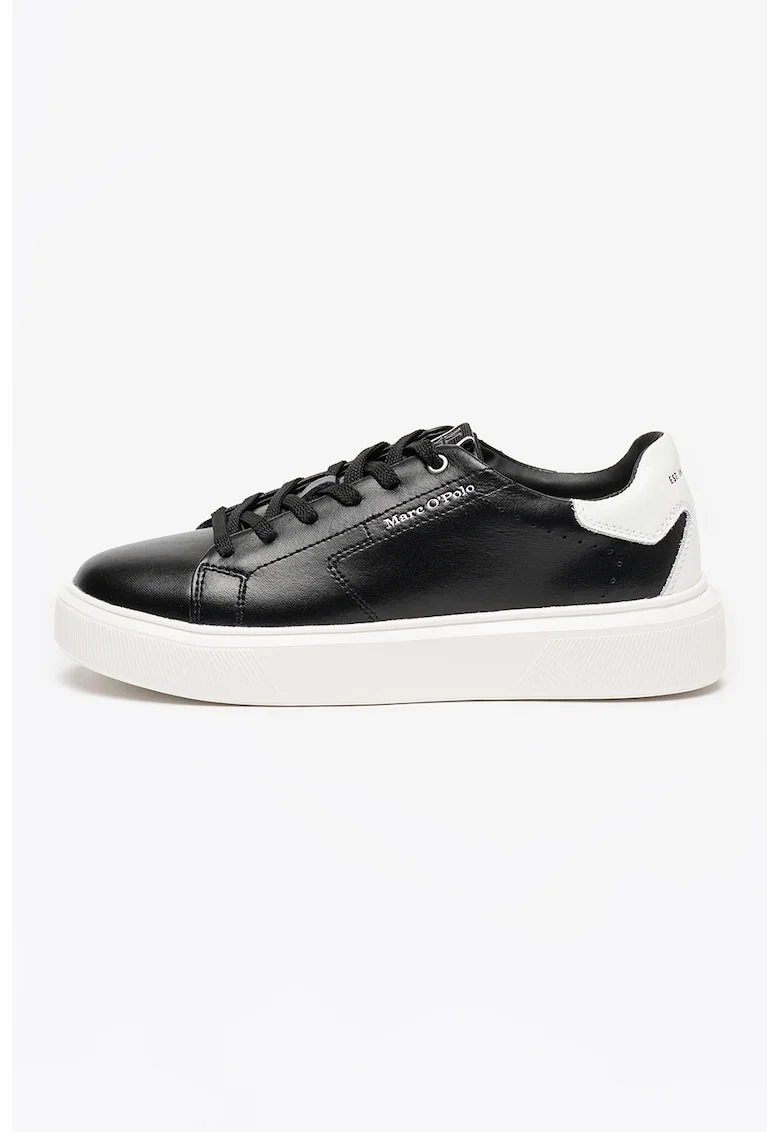 Pantofi sport low-cut din piele, Negru/Alb murdar