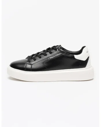 Pantofi sport low-cut din piele, Negru/Alb murdar
