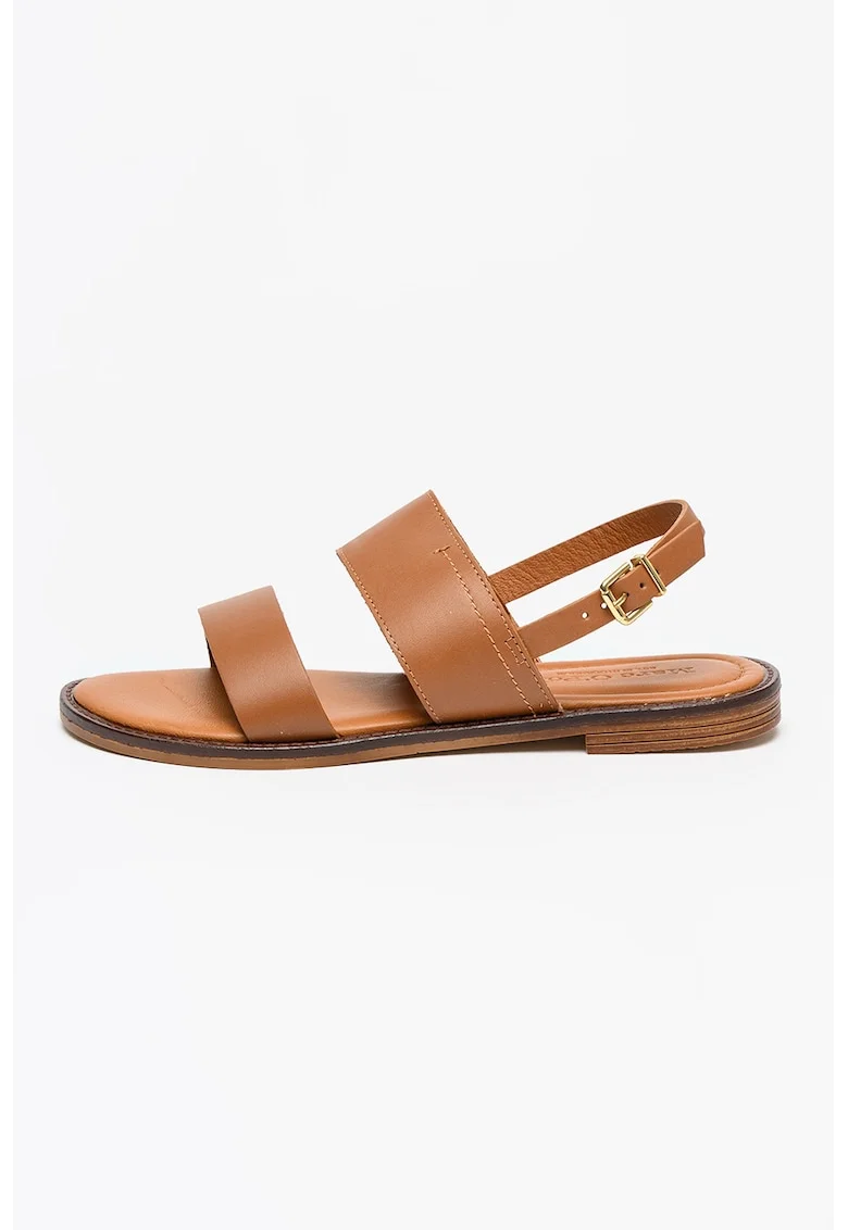 Sandale de piele cu barete late, Caramel