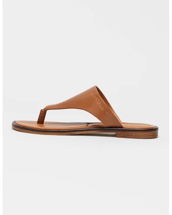 Papuci flip-flop de piele, Caramel