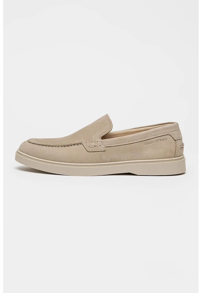 Pantofi loafer uni de piele, Maro taupe deschis