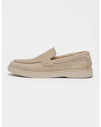 Pantofi loafer uni de piele, Maro taupe deschis