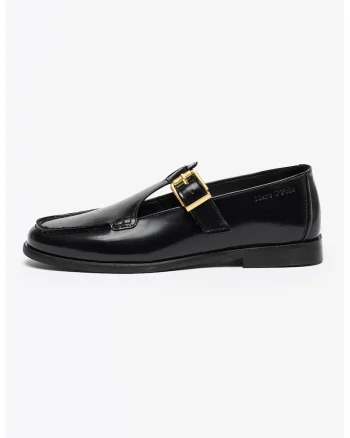 Pantofi loafer de piele cu catarama Fiona, Negru