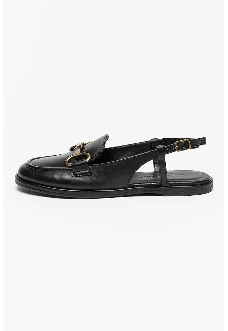 Sandale slingback de piele cu detaliu metalic Alva, Negru