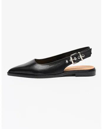Balerini slingback de piele cu varf ascutit Camilla, Negru