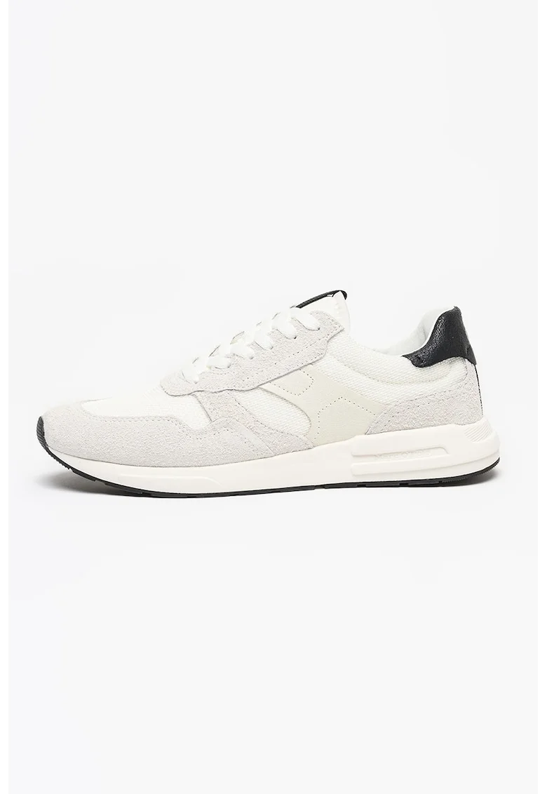 Pantofi sport Josef cu garnituri de piele intoarsa, Alb murdar/Bej deschis