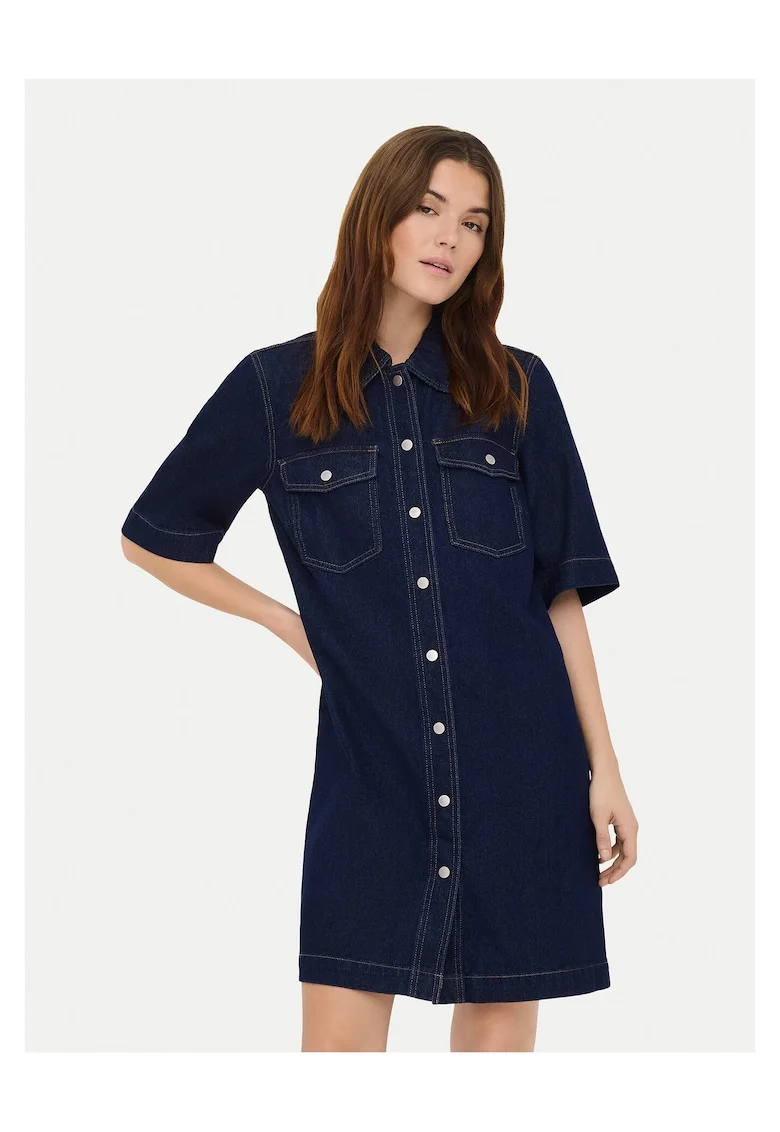 Fusta din denim,  bumbac, bleumarin, pentru femei