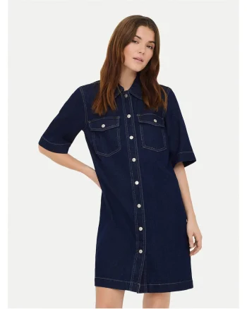 Fusta din denim,  bumbac, bleumarin, pentru femei