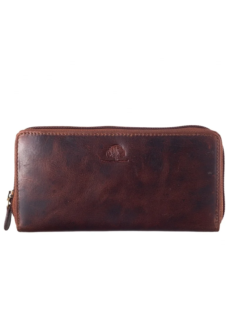 Portofel dama piele naturala maro 19 x 10 cm, Rugged,  Maro