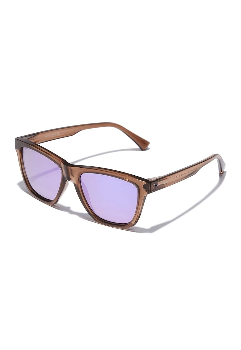 Ochelari de soare patrati cu model unisex si lentile polarizate, Maro