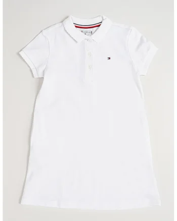 Rochie mini cu guler polo, Alb