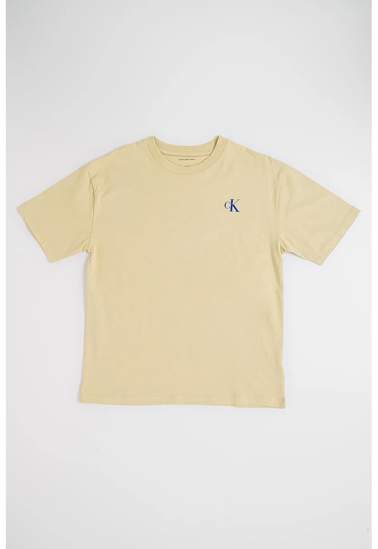 Tricou din bumbac organic cu imprimeu pe partea din spate Bridge, Verde masliniu