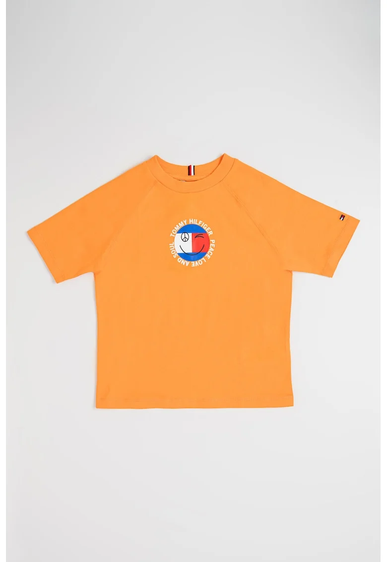 Tricou din bumbac cu maneci raglan, Portocaliu